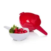 Tupperware Colander Strainer Set Of 2 red White new VINTAGE