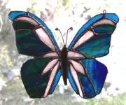 Opal Navy Blue MONET WATER BUTTERFLY Australian Stained Glass Window SUNCATCHER