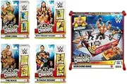 WWE Knuckle Crunchers Ultimate Wrestling; Complete Set of 5 Original Figures & Rebound Ring: The Rock, John Cena, Roman Reigns, Seth Rollins and Brock Lesnar