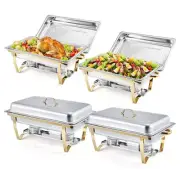 Chafing Dishes for Buffet 4 Pack, 8 Qt Stainless Steel Chafers and Buffet Warmer