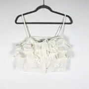 NEW Mille Patti Cotton Button Front Ruffle Cropped Tank Top Casablanca Small