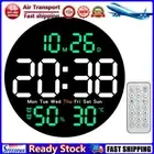 LF# 10 Inch Large Digital Wall Clock Humidity Temperature Date Display (Green)