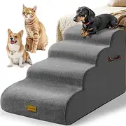 Gimars Extra Wide Sturdy Foam Dog Stairs for High Beds, 4-Step Dog Steps for Small Medium Large Dogs