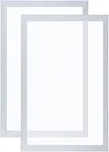 uxcell A4 Magnetic Sign Holder, 2 Pack Magnetic Display Frame Self-Adhesive Picture Frame Double Sided Frosted for Window Wall Office Refrigerator, Silvery