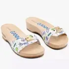 NWT GANNI x Dr. Scholl’s Heart Italy Canvas Wooden Slides Clogs Women Size 7