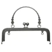 Metal Purse Frame, 7" Square Kiss Lock Clasp Frame Embossed(Grey)