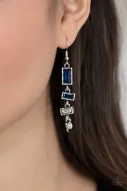 Paparazzi ~ Modern Day Artifact Blue Rhinestone Earrings ~ NEW RELEASE 2021