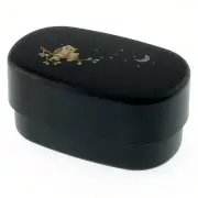Kotobuki 2-Tiered Bento Box, Black Owl/Moon/Stars