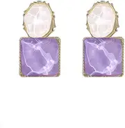 [TACBSP] Square Crystal Dangle Earrings for Women Blue Ocean Statement Earrings Minimalist Geometric Rectangle Drop Dangle Earrings Wedding Jewelry Gifts