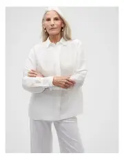 [Seed Heritage] Oversized Semi Sheer Shirt in Cloud Cream