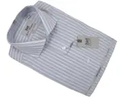 NEW $145 Hickey Freeman Dress Shirt! 15 34 *White & Blue-Gray Striped*