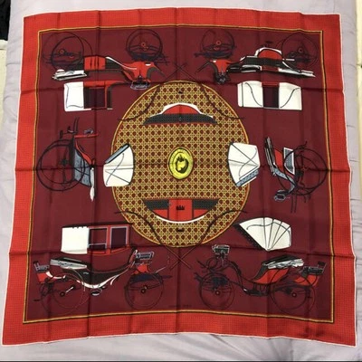 HERMES Scarf Carre 90 silk LA PERRIERE 2 made in France 413