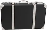 Vintage Suitcase PU Leather Trunk Decorative Travel Chest Paperboard Boxes, Retro Design Jewelry Storage for Keepsake Bedroom Display or Party Decor (White Black)