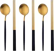 Chopsticks and Spoons Set - Stainless Steel Korean Spoon Chopstick Set of 3, Reusable Metal Dinnerware Tableware for Home Restaurant