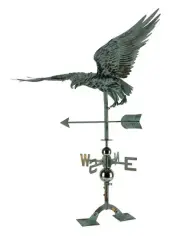 Zeckos Verdigris Patina Metal Flying Eagle Weather Vane with Roof Mount