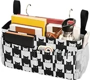 Bedside Organizer Bedside Storage Bag for Bunk Dorm Rooms and Hospital Bed Rails Cat Cartoon Cute Black and White
