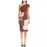 Ted Baker London Nimala Floral One-Shoulder Body-Con Dress TB Sz 2 US 4/6 $375