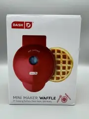 Dash Mini 4" Waffle Maker Non Stick 350 Watts Red Brand New