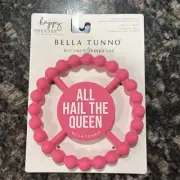 NEW! Bella Tunno Tots Pink Silicone Teether ALL HAIL THE QUEEN BPA PVC Free