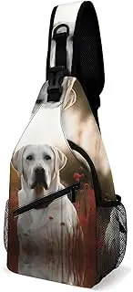 [RTSEBVN] Sling Backpack Fashion Chest Bag Creative White Labrador Printing Crossbody Backpacks for Men Women, style, 38x20cm, Full Printed Chest Bag