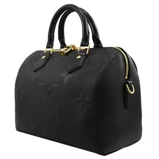 LV M58951 SPEEDY BANDOULIERE 25 經典壓花小牛皮手提/斜背兩用波士頓包 (黑)