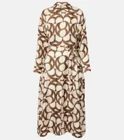 ['S Max Mara] 'S Max Mara Ileana printed silk twill shirt dress UK 12 white