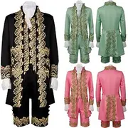 Retro Vintage Medieval Renaissance Coat Pants Outfits Prince Gentleman Embroidered Embroidery Men's Royal Carnival Masquerade Party Carnival of Venice Adults'