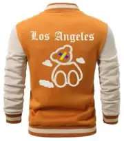 Varsity Jacket Size 2Xl men Button Up Los Angeles Coat Bomber Brown New