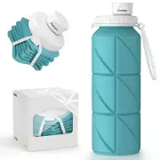23oz Collapsible Silicone Water Bottle BPA-Free Leakproof Foldable Travel Hiking
