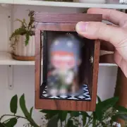 Walnut Sensor Display Case Vintage LED Storage Box for Figure Blind Boxes 14.5cm