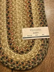 HOMESPICE DECOR RUSSETT BRAIDED JUTE 8”x28” OVAL TABLE RUNNER STAIR TREAD NWT