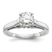 0.10ct. CZ Solid Real 14K White Gold Peg Set Solitaire Engagement Ring Engagement Ring