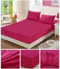New 350TC Tencel Cotton Fitted Sheet Mattress Protector Cover HotPink Q K