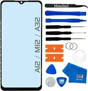 MMOBIEL Front Glass Repair Kit Compatible with Samsung Galaxy A32 5G / M32 5G / A12 / M12 / A02 / M02 - Lens Screen Replacement Repair Kit - Incl. Toolkit - Black