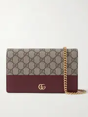 [Gucci] Gucci - Petite Marmont Leather And Logo-print Coated-canvas Wallet - Red - One size One size Red