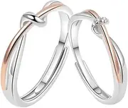 [Generic] Couple Rings 925 Sterling Silver Adjustable Open fashion Rings Engagement Pair Rings Rings for Men Rings for Women Wedding Promise Engagement Anniversary Ring