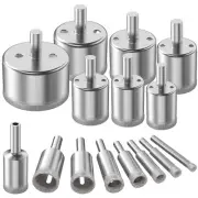 15Pcs Diamonds Drill Bits Sturdy Tile Hole Saw Diamond Kit Glass Hole Cutter
