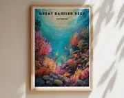 Great Barrier Reef Travel Poster Great Barrier Reef Print Retro Print Australia