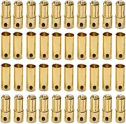 LinsyRC 20 Pairs of Gold-Plated 6.5 mm Banana Plug Round Plug Male Socket Set for RC Lipo ESC Engines (6.5 mm)
