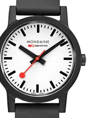 Mondaine MS1.32110.RB White Dial Black Silicone Womens Watch