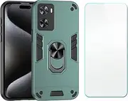 Case Compatible with Oppo A57 4G，Compatible with Oppo A57 4G Phone Case Cover [Screen Protection Film] [Car Magnetic Metal Stand] Green