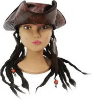 Pirate Captain Hat with Dreadlocks. Handmade Retro Party Pirate Costume Trico...