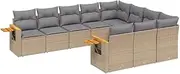 vidaXL Garden Sofa Set Outdoor Lounge - Modular 10-Piece Beige Poly Rattan with Cushions for Patio/Garden/Terrace Use