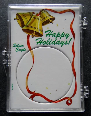 1 Edgar Marcus Silver Eagle Snaplock Case Coin Holder 2X3 Bells Happy Holidays