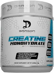 DRAGON PHARMA Bulk Creatine Monohydrate, Aid Muscle Recovery, Post-Workout Supplement, Antioxidant Support (200 Servings, Unflavored)