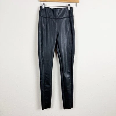 Wolford Edie Forming Black Vegan Leather Leggings Size 4