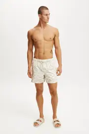 [Cotton On Men] Cotton On Men - Stretch Swim Short - Stone check geo S STONE CHECK GEO