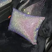 LUMIXE Car Bling Accessories Woman Interior Set Styling Rhinestone Headrest Pillows Back Support for Seat, Cushion Pain Relief Sparkly Interior Mouldings(1pc lumbar support)