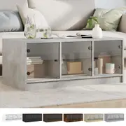 Coffee Table with Glass Doors Side Sofa Couch Table Living Room Office vidaXL