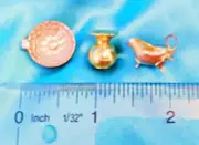 Set of 3 - Kitchen Set Bronze Color - MINI DOLL HOUSE ACCESSORIES